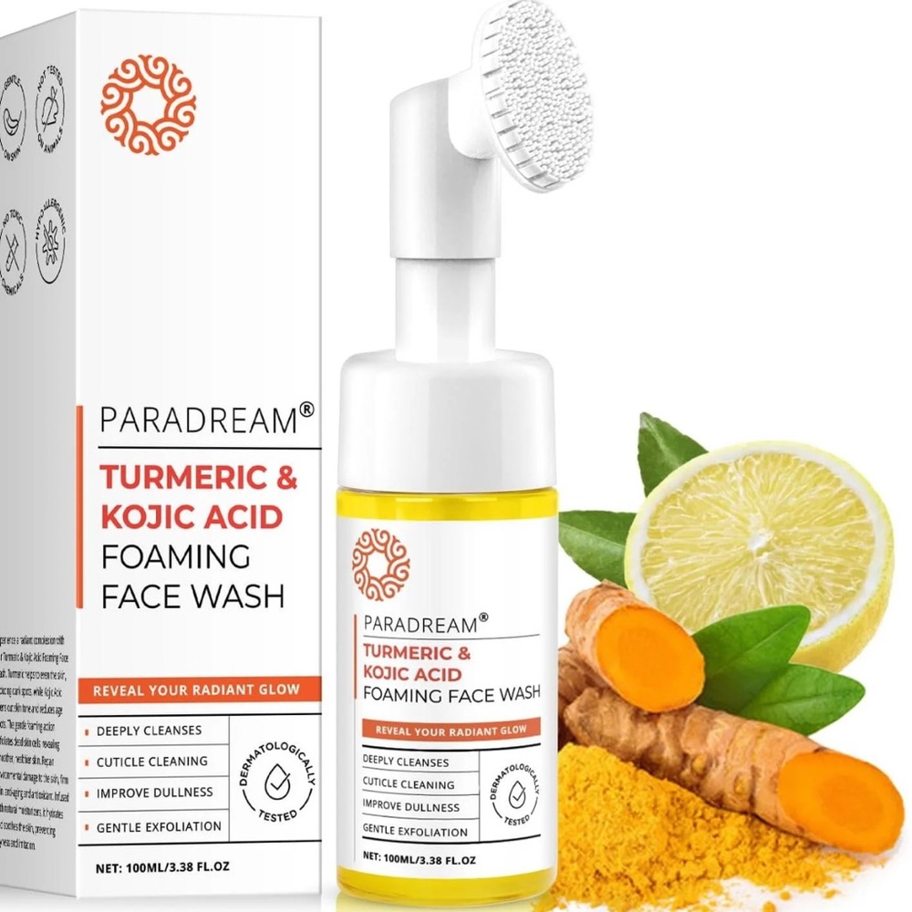 Turmeric Kojic Foaming Facial Cleanser ~ Turmeric Exfoliating Face Wash.